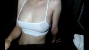Korean girl shows her bouncy tits on a webcam