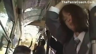 Asian busty slut schoolgirl is being molested in the public bus on her way home from school