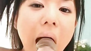 Sora Aoi Asian model shows off a big dildo